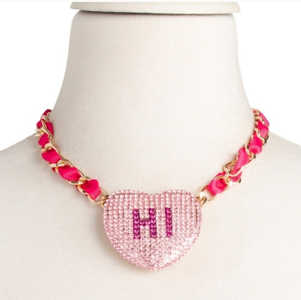 ❤️▪️Betsey Johnson ▪️SweetHeart HI Large Crystal  Rhinestone Necklace